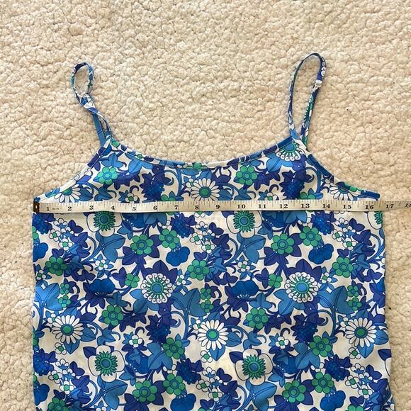 Frankies Bikinis Hawaiian Maxi Dress S NWT Blue Floral Spaghetti Straps Beach - Picture 7 of 13